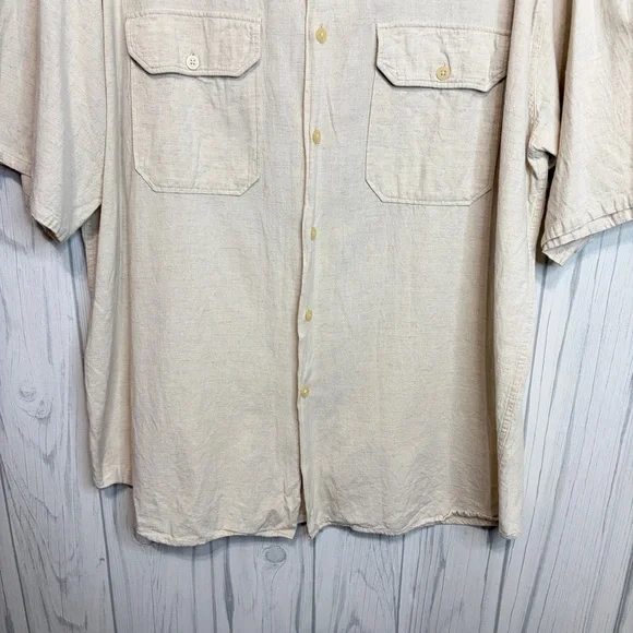 AMERICAN EAGLE OUTFITTERS Men’s Linen Blend Short-Sleeve Button Down, XL - Picture 3 of 8